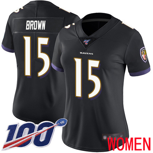 Baltimore Ravens Limited Black Women Marquise Brown Alternate Jersey NFL Football #15 100th Season Vapor Untouchable->women nfl jersey->Women Jersey